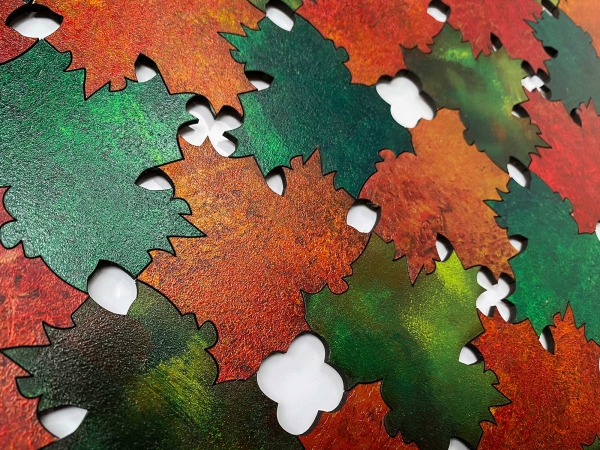 Jason-Panda-Tessellated-Leaves-Hand-painted-laser-cut-tiles